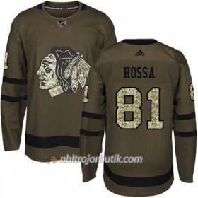 Män Ishockey Chicago Blackhawks Tröja Marian Hossa 81 Adidas 2017-2018 Camo Grön Authentic